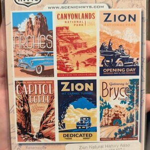 Set of 6 Postcards: Scenic Hwys Utah National Park Series Zion Arches Bryce